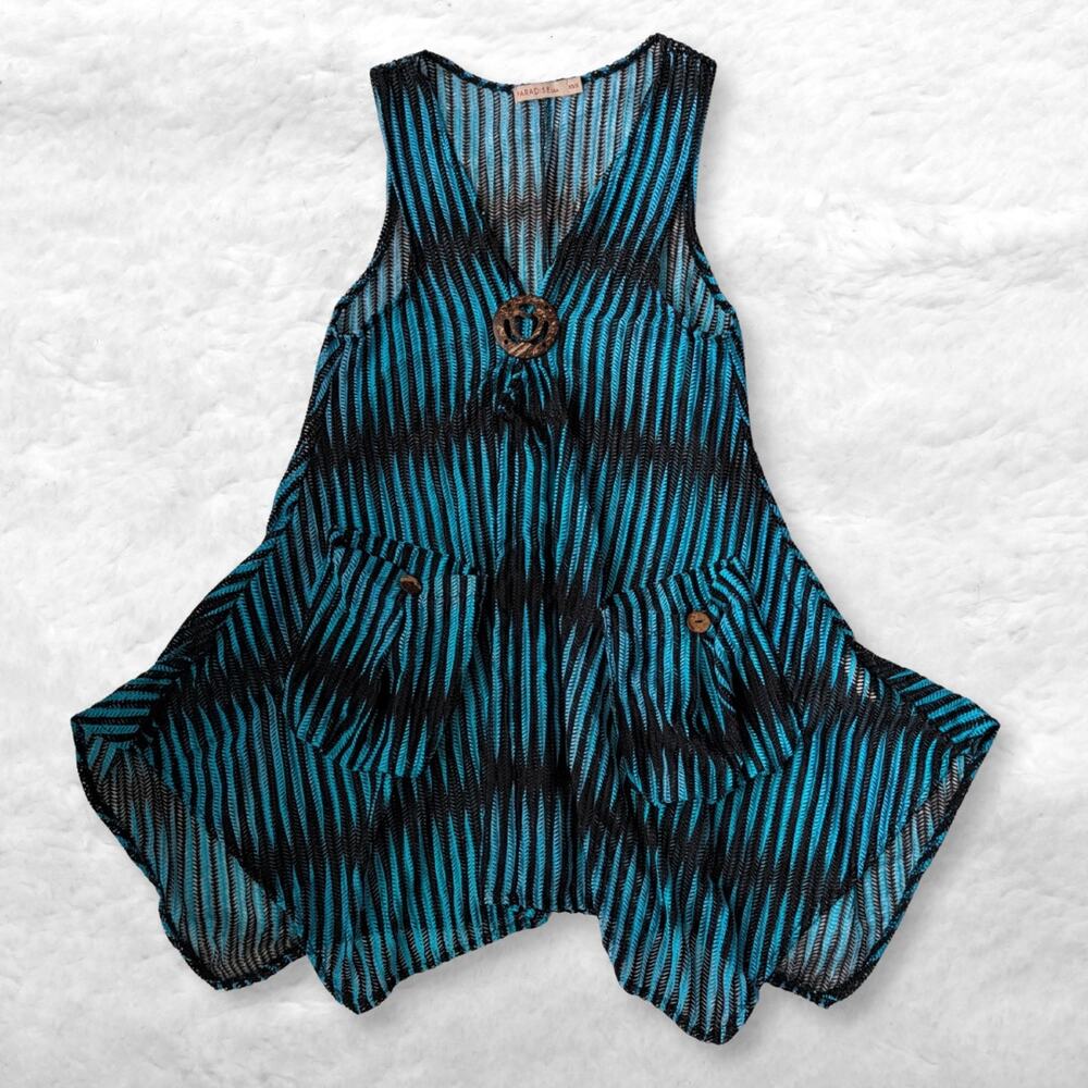 y2k paradise usa fairy hem striped swim cover up